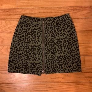 Forest green and black leopard mini skirt